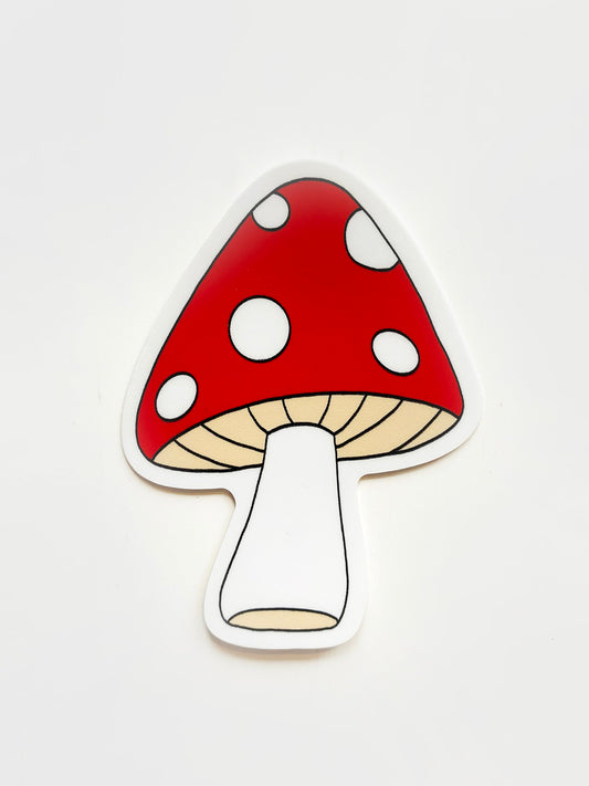 Mushroom Waterproof Vinyl Sticker, 2.3” x 3”