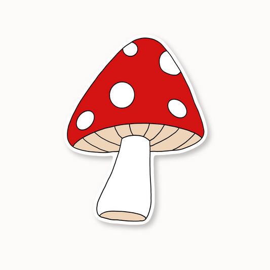 Mushroom Waterproof Vinyl Sticker, 2.3” x 3”