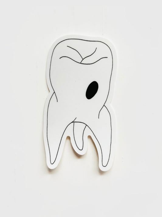 Tooth Waterproof Vinyl Sticker, 1.7” x 3”
